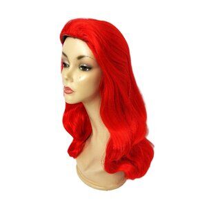 New Look Bright Red Long Flowing Wig NWT NOS